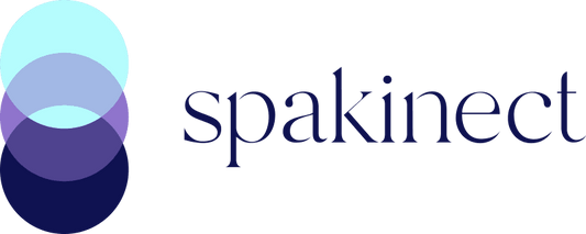 Spakinect logo with overlapping blue circles and modern lowercase font